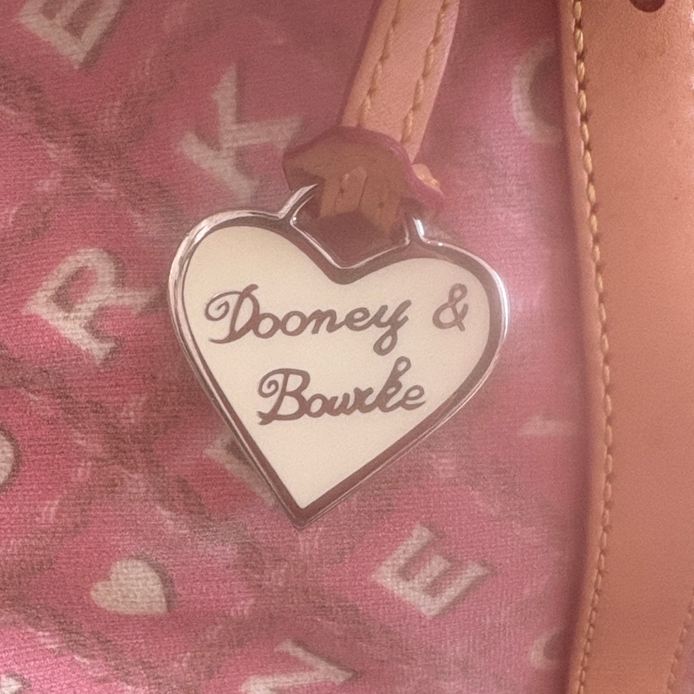Dooney Bourke Large Coral and Tan Travel Duffle Bag - Picture 2 of 6